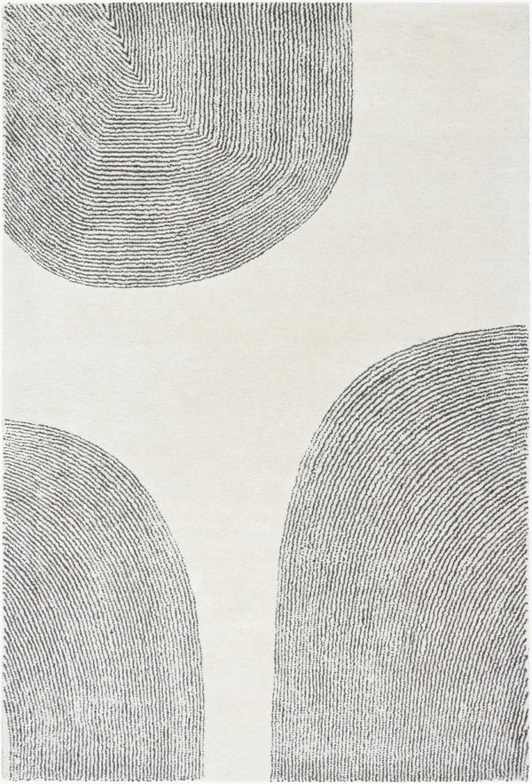 Livabliss Carolena Hand Tufted Wool Area Rug Soft Medium Pile for Entryway or Bedside Ivory, Charcoal 2' x 3' CRA2302-23