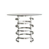 Homelegance By Top-Line Pierce Vortex Base Counter Height Dining Table Chrome Metal