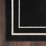 Nourison Essentials NRE02 Machine Made Power-loomed Narrow Border Indoor/Outdoor Contemporary Outdoor Rug Black Ivory, Black Ivory 100% Polypropylene 99446137692