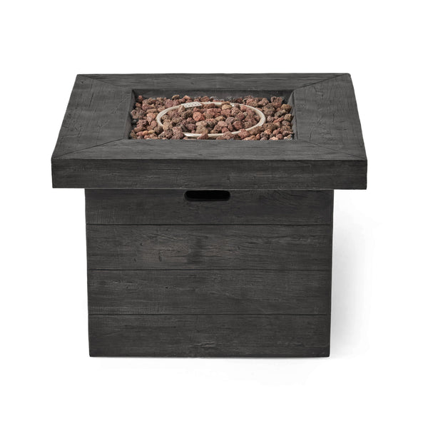 English Elm Anchorage Square Mgo Wood Burning Fire Pit Outdoor Patio Heat 40000 Btu Grey 57551.00GRY-40K