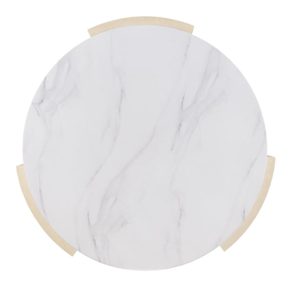 Hooker Furniture Westwood Volakas Stone Round Cocktail Table With Polished Limestone Oak Base, Open Storage Accent 6133-80111-80