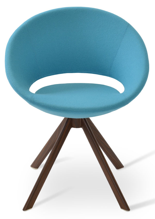 Soho Concept Crescent Sword Swivel Chair - Stylish Ergonomic Design In Camira Fabric With 10-year Guarantee! Walnut,Turquoise  Soho-concept-dining-chair-02148