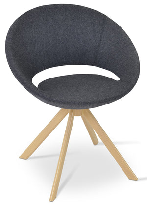 Soho Concept Crescent Sword Swivel Chair - Stylish Ergonomic Design In Camira Fabric With 10-year Guarantee! Dark Grey  Soho-concept-dining-chair-02137
