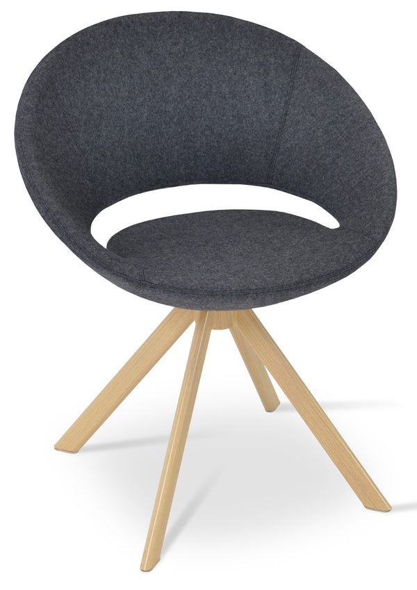Soho Concept Crescent Sword Swivel Chair - Stylish Ergonomic Design In Camira Fabric With 10-year Guarantee! Dark Grey  Soho-concept-dining-chair-02137