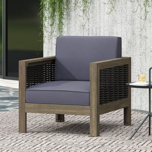 English Elm Christopher Knight Home® - Outdoor Acacia Wood Club Chair With Wicker Accents – Stylish, Weather-Resistant Comfort For Patios 68942.00DGRY