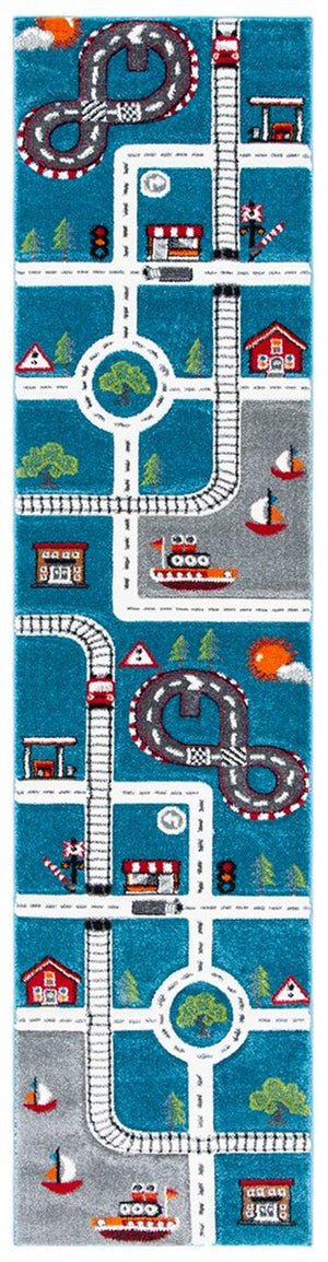 Safavieh Carousel Kids 192 CRK192 Power Loomed Kids Rug Turquoise / Ivory CRK192K-8SQ