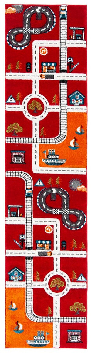 Safavieh Carousel Kids 192 CRK192 Power Loomed Kids Rug Red / Ivory CRK192Q-8