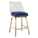 Homelegance By Top-Line Darrion Velvet Counter Height Swivel Stools (Set of 2) Blue Metal