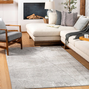 Livabliss Carmel Mid-century Polyester Area Rug for Large Living Rooms with Graphic Pattern Light Gray, Whi 12' x 15' CRL2301-1215