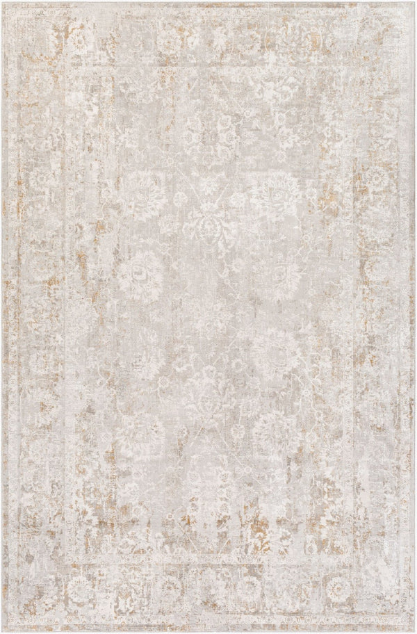 Livabliss Carmel Traditional Polyester Area Rug with Lustrous Sheen for Living and Dining Rooms Light Gray, Whi 6'7" x 9'6" CRL2305-6796