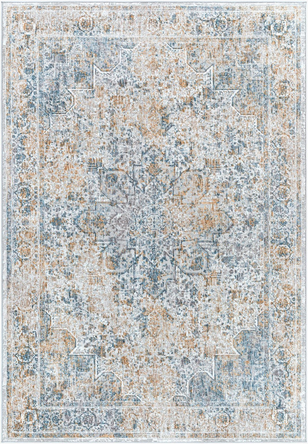 Livabliss Carmel Traditional Machine Woven Polyester Plush Accent Rug for Entryways and Bedrooms Taupe, Blue 2'7" x 3'11" CRL2312-274