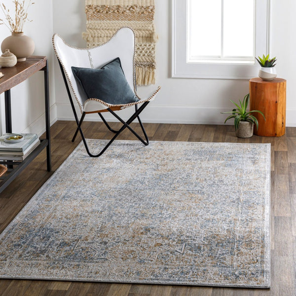 Livabliss Carmel Traditional Machine Woven Polyester Plush Accent Rug for Entryways and Bedrooms Taupe, Blue 2'7" x 3'11" CRL2312-274