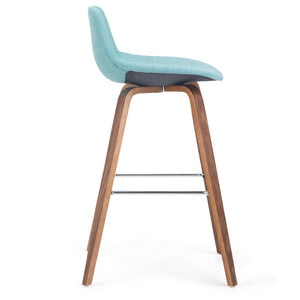 English Elm Randolph Mid-Century Modern Bentwood Bar Stools Set Of 2 - Stylish Aqua Upholstered Comfort & Durability B136P159440-GIGA