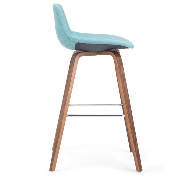 English Elm Randolph Mid-Century Modern Bentwood Bar Stools Set Of 2 - Stylish Aqua Upholstered Comfort & Durability B136P159440-GIGA
