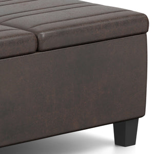 English Elm Ellis - Versatile Coffee Table Storage Ottoman In Distressed Brown Faux Leather For Modern Living B136P159159