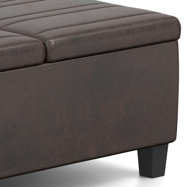English Elm Ellis - Versatile Coffee Table Storage Ottoman In Distressed Brown Faux Leather For Modern Living B136P159159