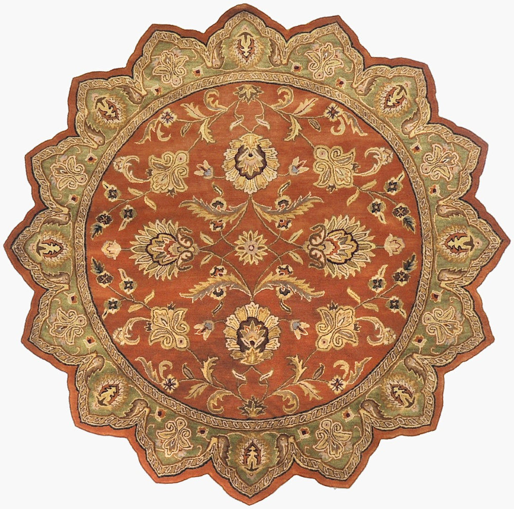 Surya Crowne 8' X 8' Handmade Wool Area Rug - Luxurious Softness, Traditional Style, Perfect For Your Home! Burnt Orange Wool Crn6019-8star