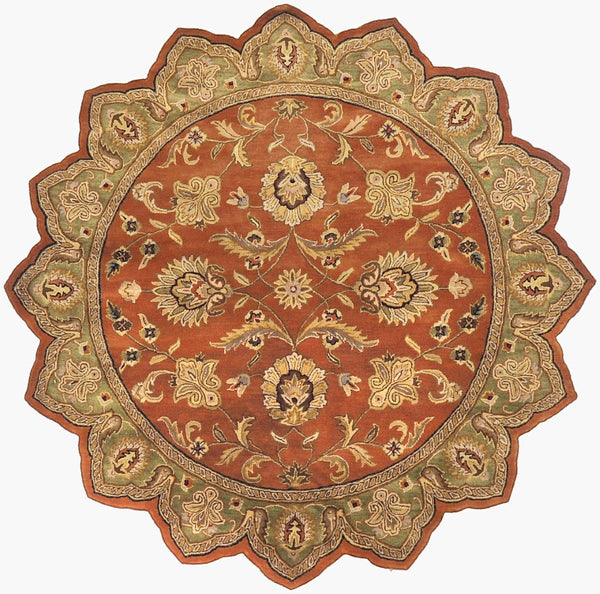Surya Crowne 8' X 8' Handmade Wool Area Rug - Luxurious Softness, Traditional Style, Perfect For Your Home! Burnt Orange Wool Crn6019-8star
