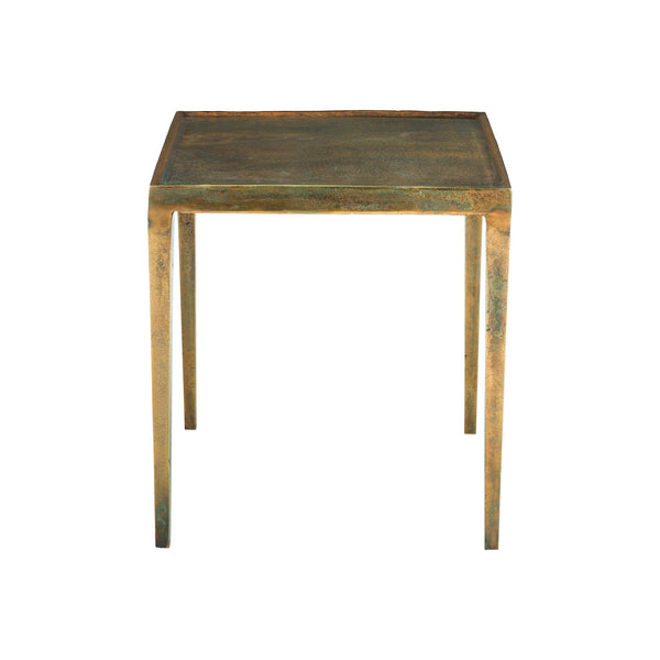 Bernhardt Bernhardt Benson Cast Aluminum End Table In Vintage Brass Finish With Gallery Top, Sleek Accent 438121