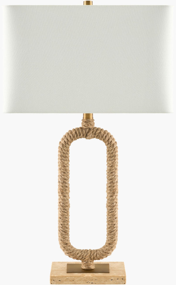 Surya Cerano Industrial Metal Frame Table Lamp with Linen Shade for Bedroom or Console CRNO-001