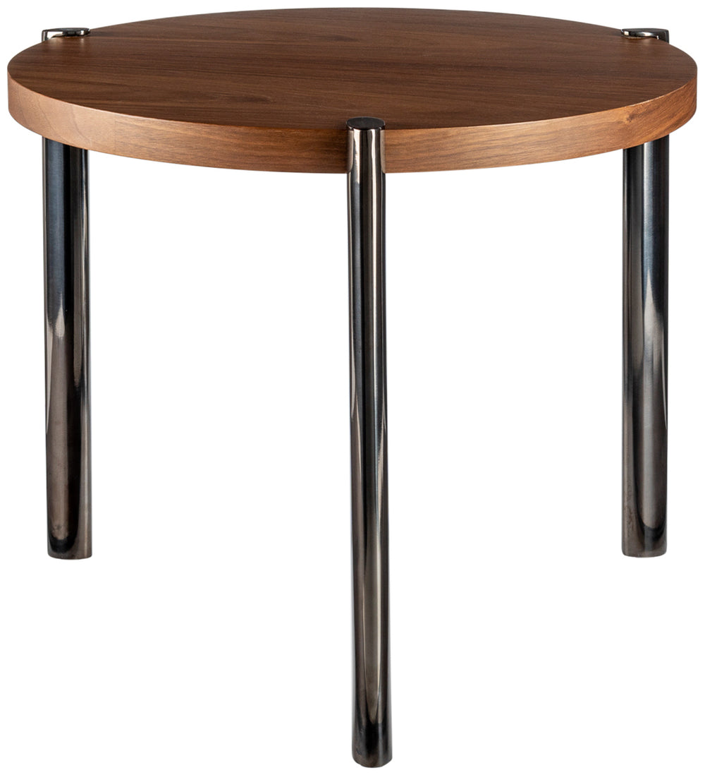 Caro CRO-001 26"H x 24"W x 24"D End Table CRO-001  Top: Dark Brown; Base: Black Surya