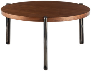 Caro CRO-002 16"H x 32"W x 32"D Coffee Table CRO-002  Top: Dark Brown; Base: Black Surya