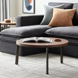 Caro CRO-002 16"H x 32"W x 32"D Coffee Table CRO-002  Top: Dark Brown; Base: Black Surya