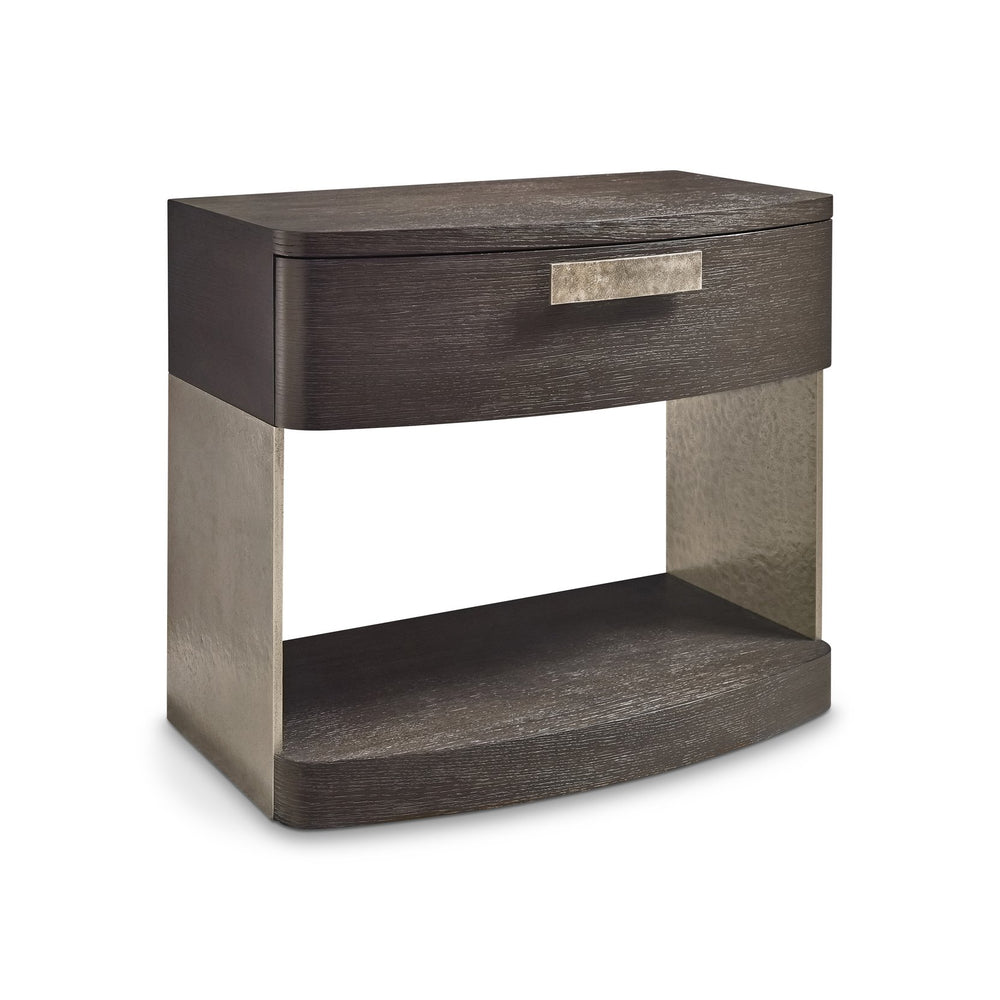 Bernhardt Bernhardt Geneve Oak and Cast Aluminum Nightstand with Usb Charging Modern Bedroom 392228