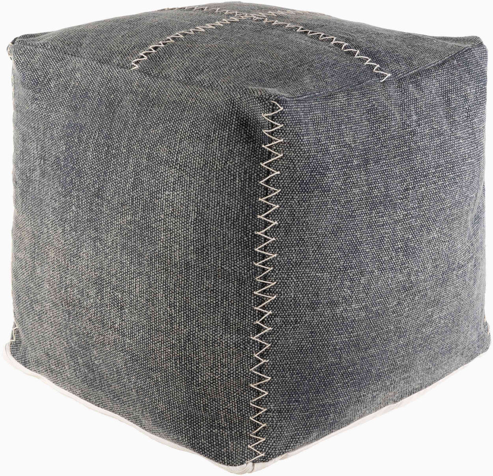 Surya Charlie Pouf – Stylish 18” Woven Accent Piece For Extra Seating & Modern Cottage Charm In Your Home Gray Cotton,Cotton,Polybeads Crpf001-181818