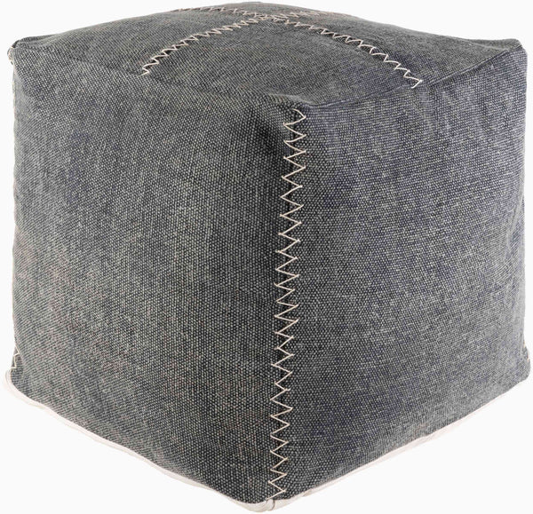 Surya Charlie Pouf – Stylish 18” Woven Accent Piece For Extra Seating & Modern Cottage Charm In Your Home Gray Cotton,Cotton,Polybeads Crpf001-181818