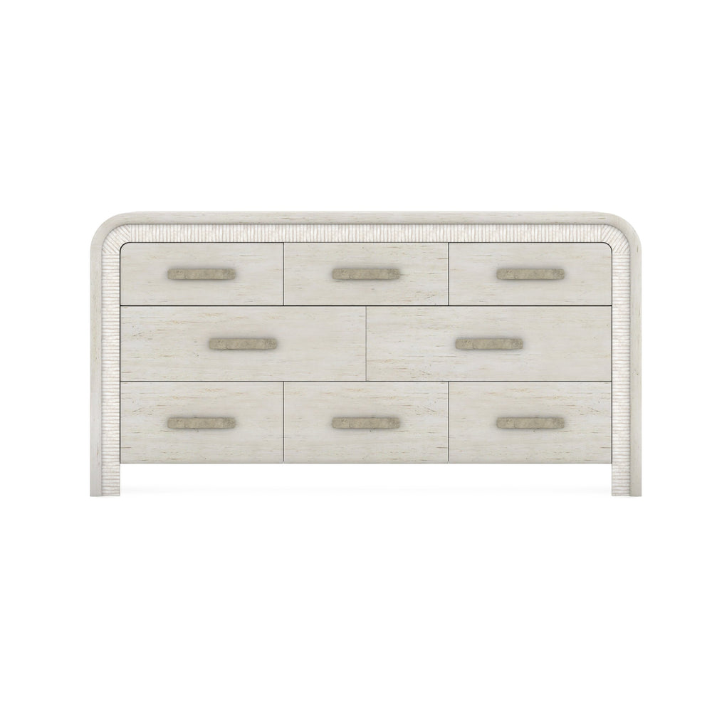 A.R.T. Furniture Ashlar Dresser: Coastal Modern Elegance With 8 Drawers, Cedar Lined Bottom, And Unique Rippling Texture Beige Parawood Solids,Birch Veneers,Resin,Metal 333130-2250