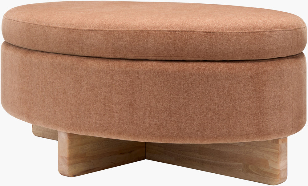 Surya Corson 20"H X 32"W X 48"D Ottoman - Stylish Polyester Upholstered Design For Home Decor & Comfort Upholstery, Peach,Base, Brown Polyester,Rubber Wood,Polyester Wrapped Foam,Polyester Wrapped Foam,Polyester,Polyfill Crsn002-203248