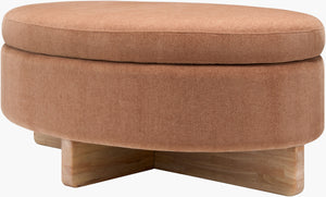 Surya Corson 20"H X 32"W X 48"D Ottoman - Stylish Polyester Upholstered Design For Home Decor & Comfort Upholstery, Peach,Base, Brown Polyester,Rubber Wood,Polyester Wrapped Foam,Polyester Wrapped Foam,Polyester,Polyfill Crsn002-203248