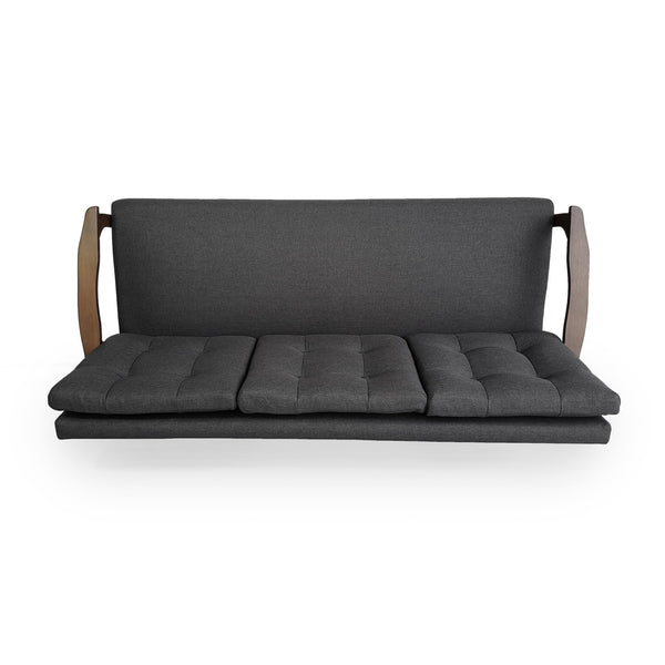 English Elm Christopher Knight Home® - Athena Charcoal Grey Mid-Century 3-Seater Waffle Stitch Tufted Sofa with Rubberwood Legs, 66" 65344.00BLK