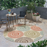 Christopher Knight Home® - Noble House - Seastar Outdoor 7'10" Round Medallion Area Rug, Ivory and Multi