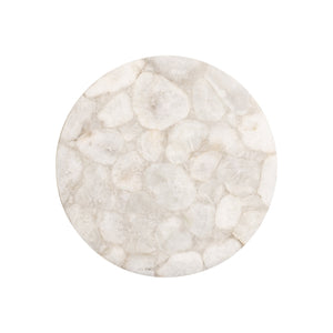 Bernhardt Bernhardt Shimla Side Table With White Agate Top, German Silver Base, Smooth Casters For Mobility 328408