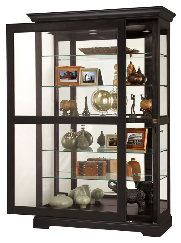 Hekman Furniture 680624 Kane Ii Curio Cabinet - Elegant Black Glass Display With Adjustable Shelves & Lighting Features Black Satin Kane Ii 680624