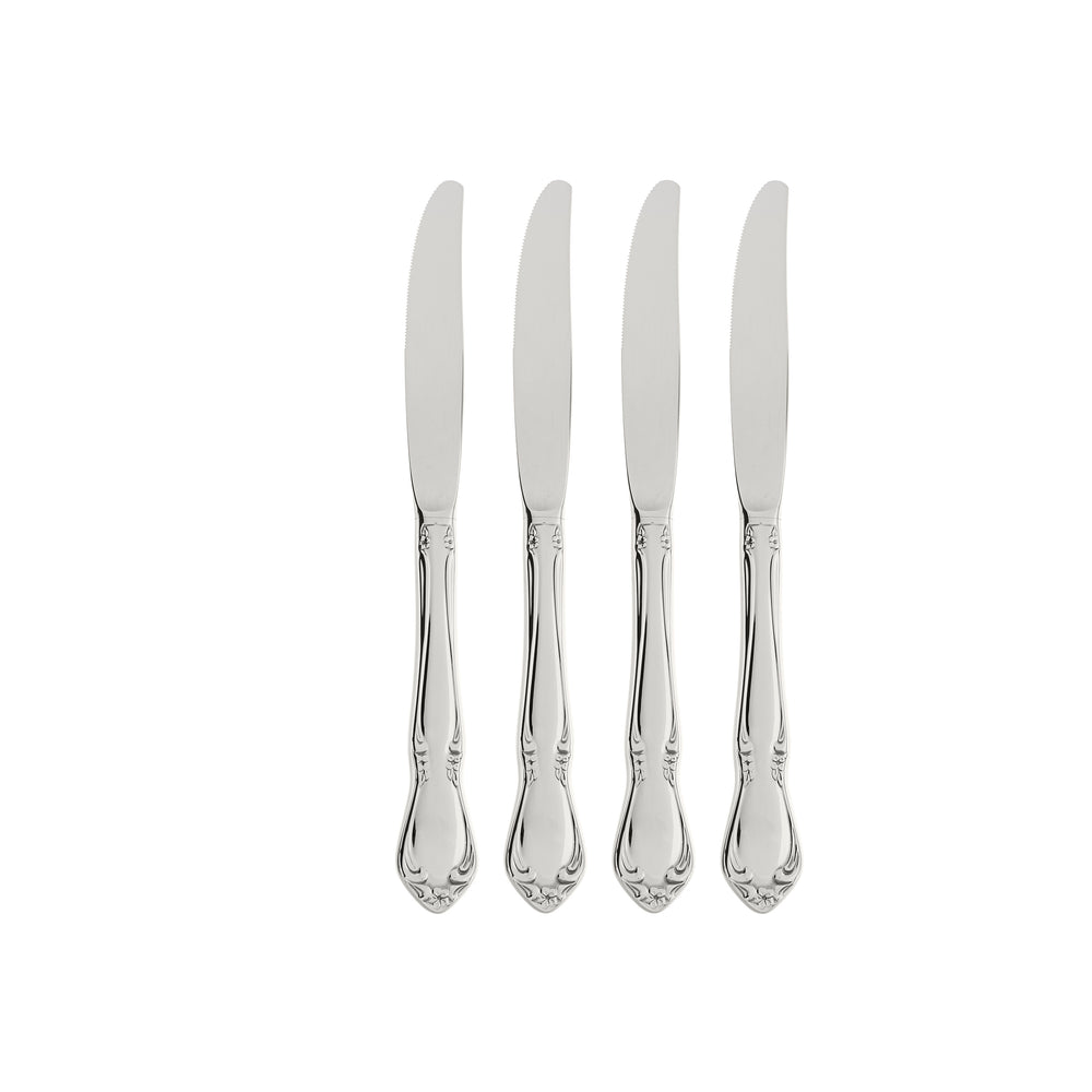 Lenox Oneida Chateau Fine Flatware Dinner Knives, Set of 4 Metallic, STAINLESS METAL 2610004B