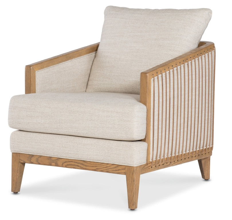 Hooker Furniture Enveyed Stationary Chair With Cashew Oak Frame, Classic Linen Performance Upholstery, Biophilic Comfort SS224-01-413