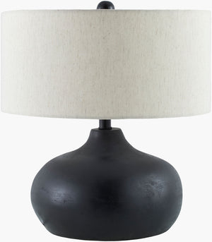 Surya Carrizal 20" Rustic Industrial Table Lamp - Unique Paper Body, Dual Cotton Shade, Modern Accents Body, Black,Shade (Outside), Beige,Shade (Inside), White,Finial, Black,Harp, Black,Cord, Black Paper,Cotton,Cotton,Cotton,Metal,Mango Wood Crz-001