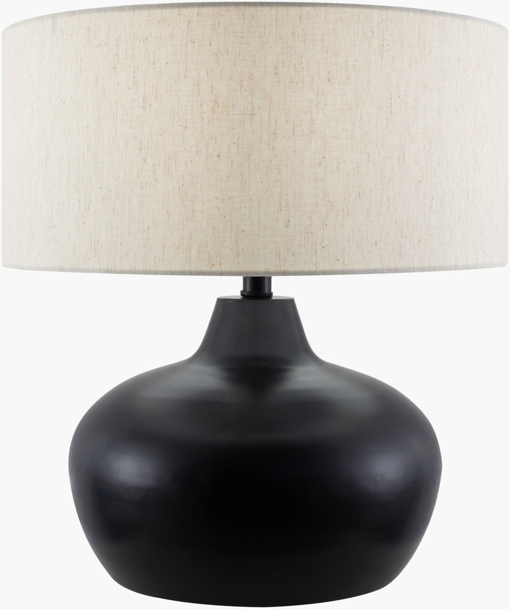 Surya Carrizal Iron and Cotton Table Lamp with Mango Wood Finial for Rustic Loft Rooms CRZ-002