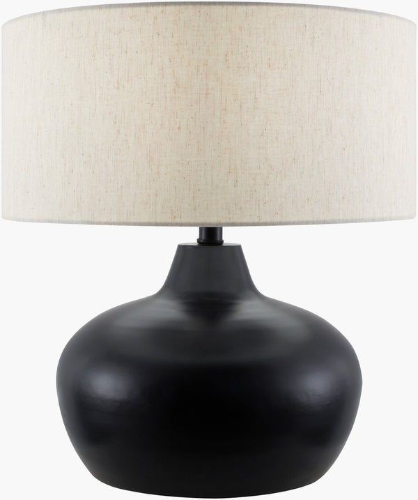 Surya Carrizal Iron and Cotton Table Lamp with Mango Wood Finial for Rustic Loft Rooms CRZ-002