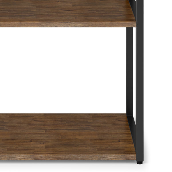 English Elm Ralston Rustic Acacia Bookcase with 4 Shelves & Black Metal Frame, Aged Brown Finish, 72"H B136P159422