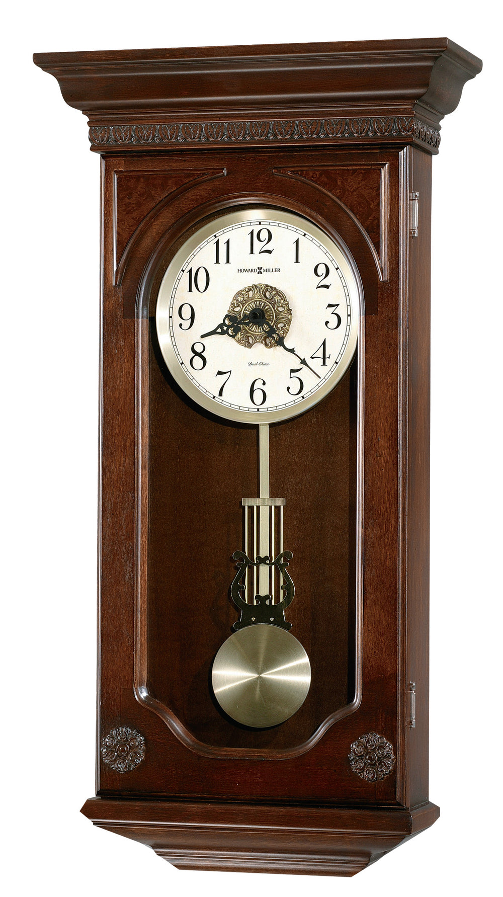 Hekman Furniture 625384 Antique Jasmine Wall Clock - Elegant Hampton Cherry Finish With Dual-chime Quartz Movement Hampton Cherry Jasmine Wall Clock 625384