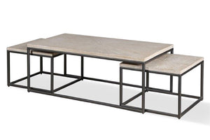 Parker House Crossings Monaco Rectangular Nesting Cocktail Table Weathered Blanc Solid Mango MON#01