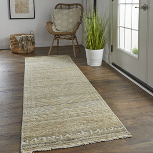 Feizy Rugs Payton Hand Knotted Wool Geometric Rug - Global Nomad Style With Soft Pastels For Modern Spaces Gold,Tan,Ivory Viscose,Wool 9806496fbrngryi68