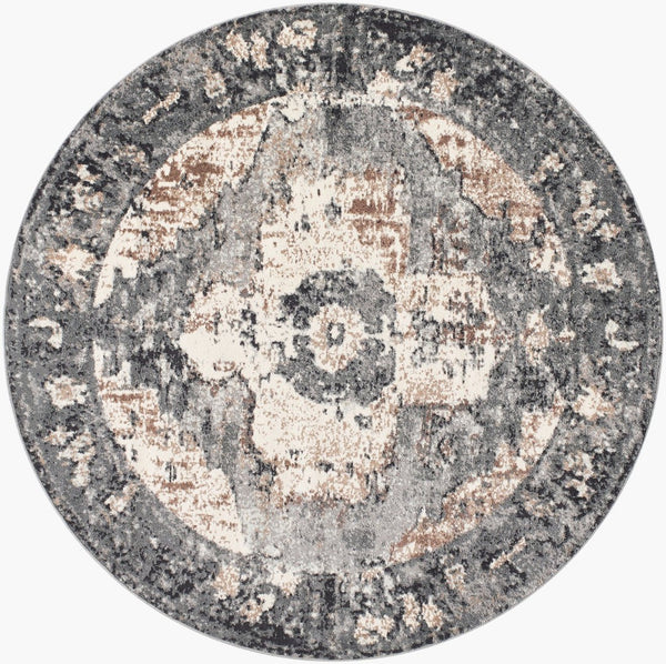Livabliss Chelsea Traditional Area Rug Turkey Woven Polypropylene for Large Formal Living Rooms Dark Brown, Cam 6'7" x 6'7" Round CSA2304-67RD
