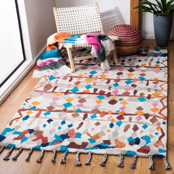 Safavieh Casablanca Shag 216 Hand Tufted  Rug Ivory / Multi 1'-6" x 3'-9"