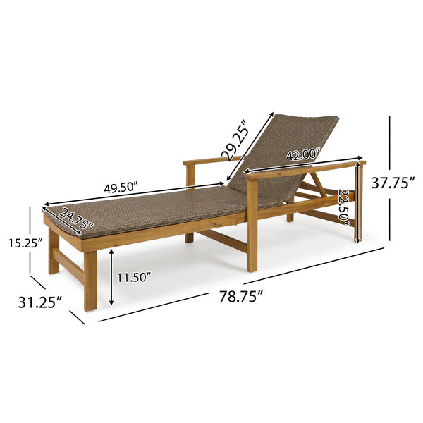 English Elm Christopher Knight Home® - Hampton Outdoor Wood & Wicker Chaise Lounge - Adjustable Comfort For Patios, Poolsides & Gardens 63763.00MCA