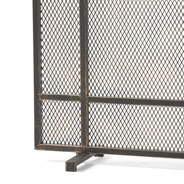 English Elm Christopher Knight Home® - FIRE Screen Black & Gold Iron Fireplace Guard — Decorative Mesh Safety Shield 42.75x33.25x3 in 65183.00BBGLD